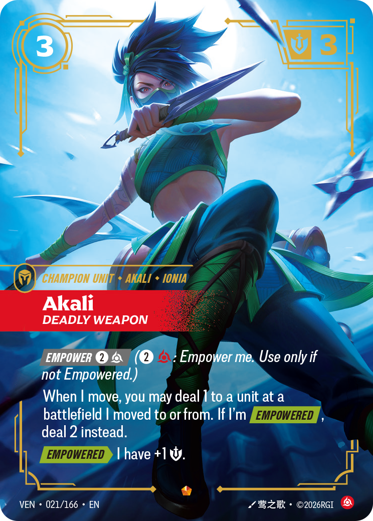 Akali, Deadly Weapon (VEN-21) – Riftbound [Foil]